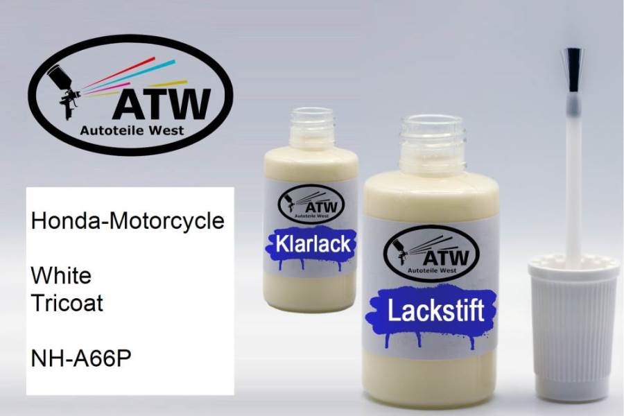 Honda-Motorcycle, White Tricoat, NH-A66P: 20ml Lackstift + 20ml Klarlack - Set, von ATW Autoteile West.